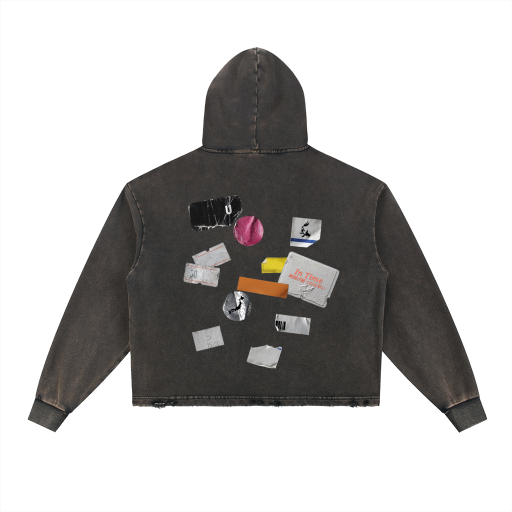 Vintage Washed Frayed-Hem Hoodie