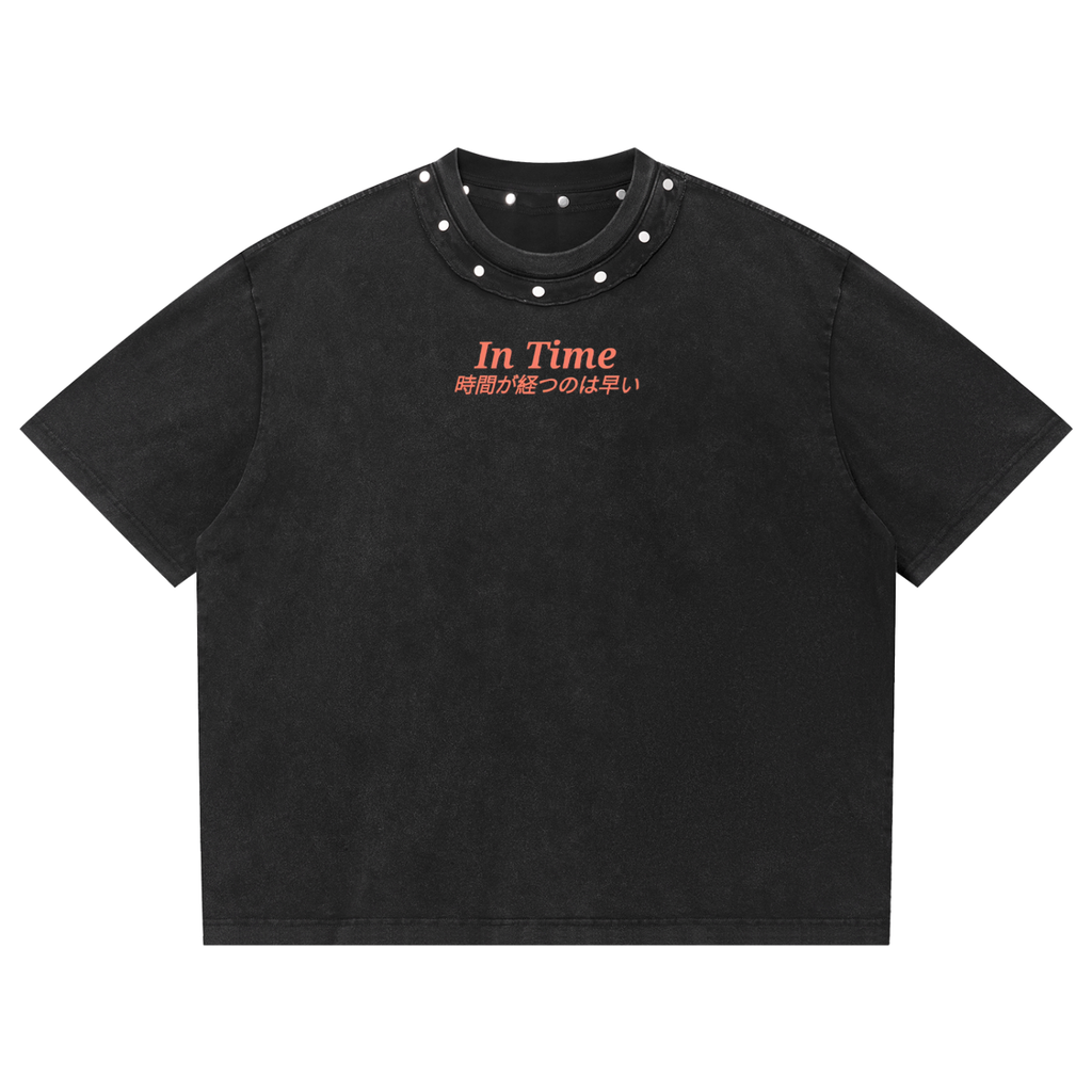 Unisex Washed Boxy Studded T-Shirt