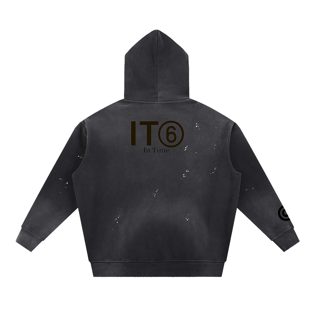 Vintage Washed Frayed Fleece Hoodie