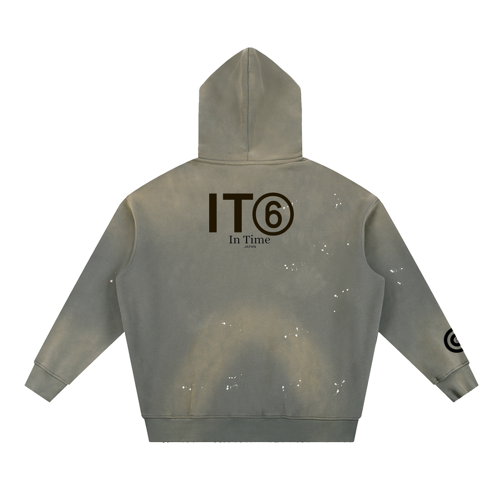 Vintage Washed Frayed Fleece Hoodie