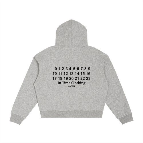 Contrast Plaid Boxy Zip Hoodie