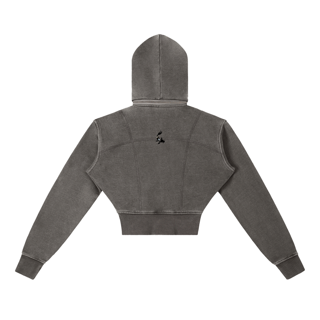 Vintage Washed Cropped Fleece Hoodie