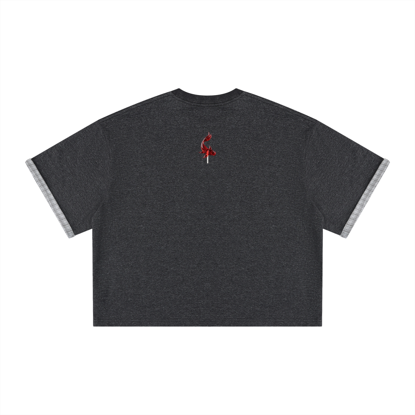 Unisex Boxy Plaid-Lined Double-Face T-Shirt