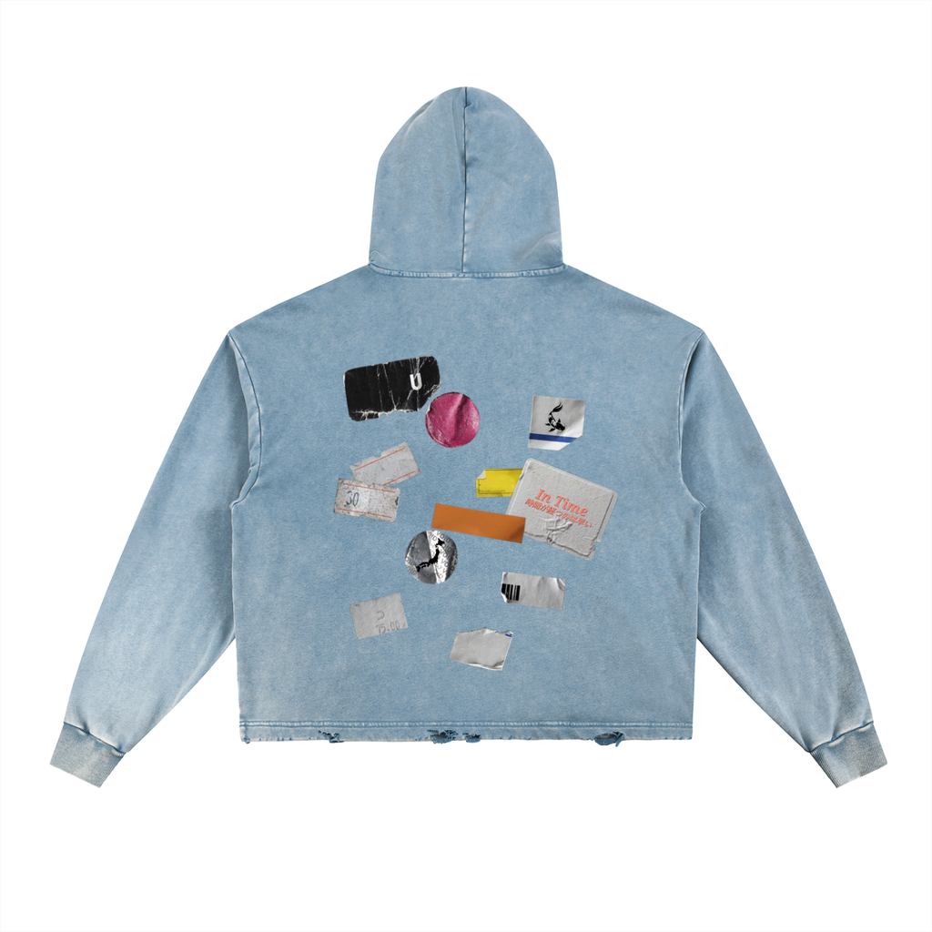 Vintage Washed Frayed-Hem Hoodie