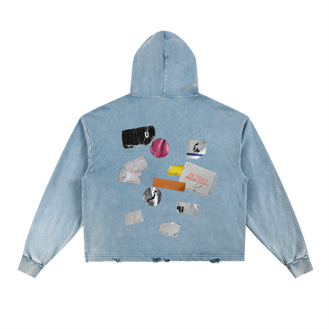 Vintage Washed Frayed-Hem Hoodie