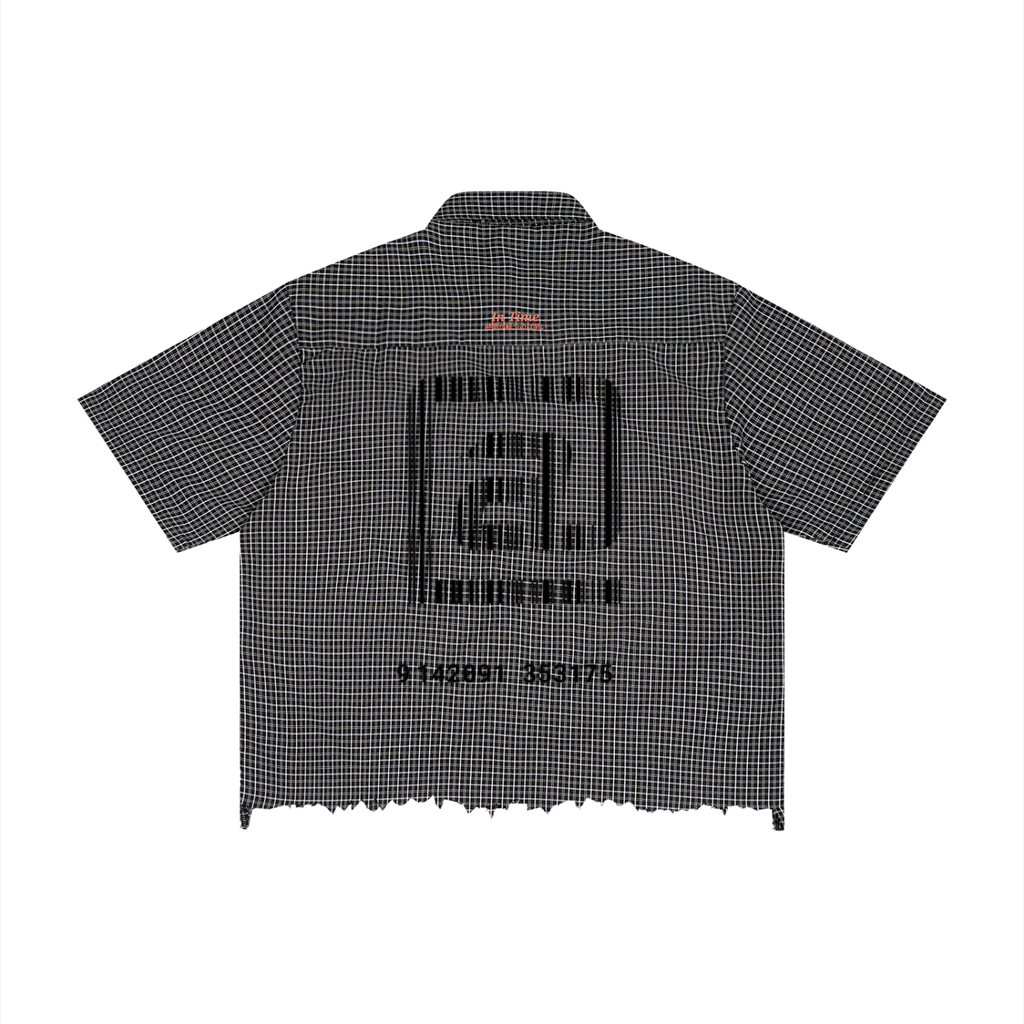 Unisex Distressed Plaid Boxy Shirt