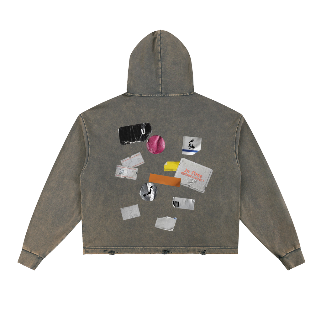 Vintage Washed Frayed-Hem Hoodie