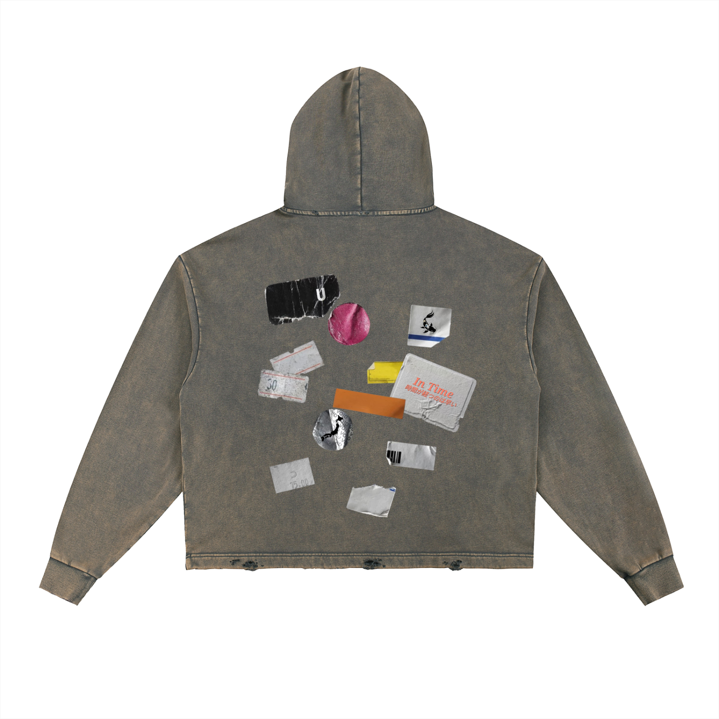 Vintage Washed Frayed-Hem Hoodie