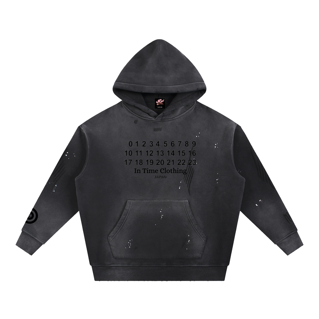 Vintage Washed Frayed Fleece Hoodie