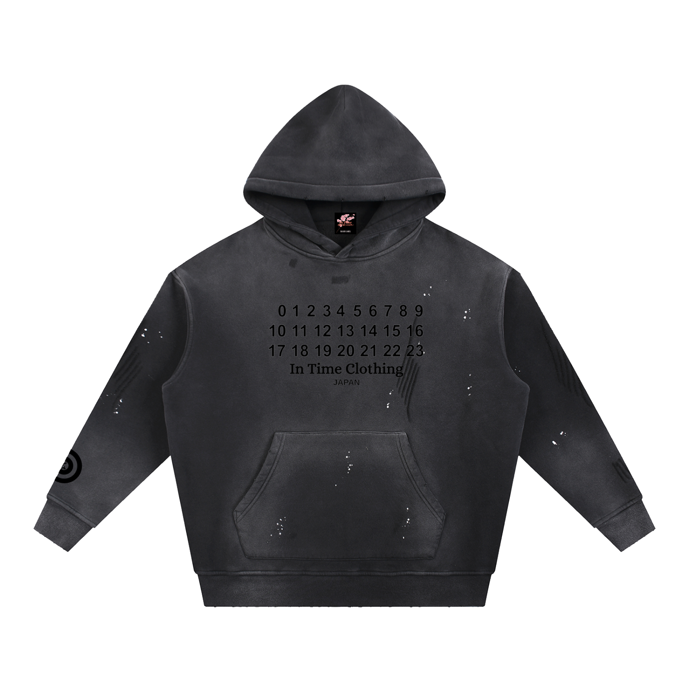 Vintage Washed Frayed Fleece Hoodie