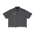 Unisex Distressed Plaid Boxy Shirt