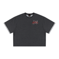 Unisex Boxy Plaid-Lined Double-Face T-Shirt
