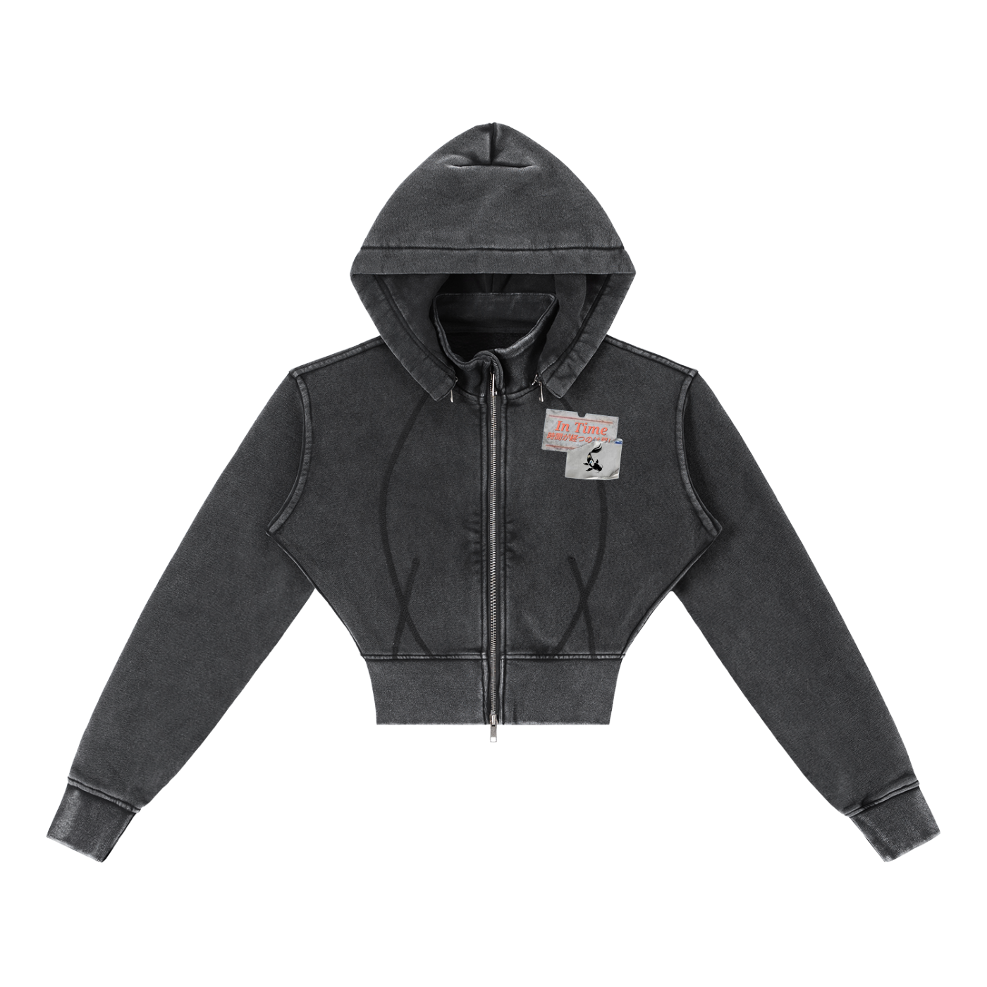 Vintage Washed Cropped Fleece Hoodie