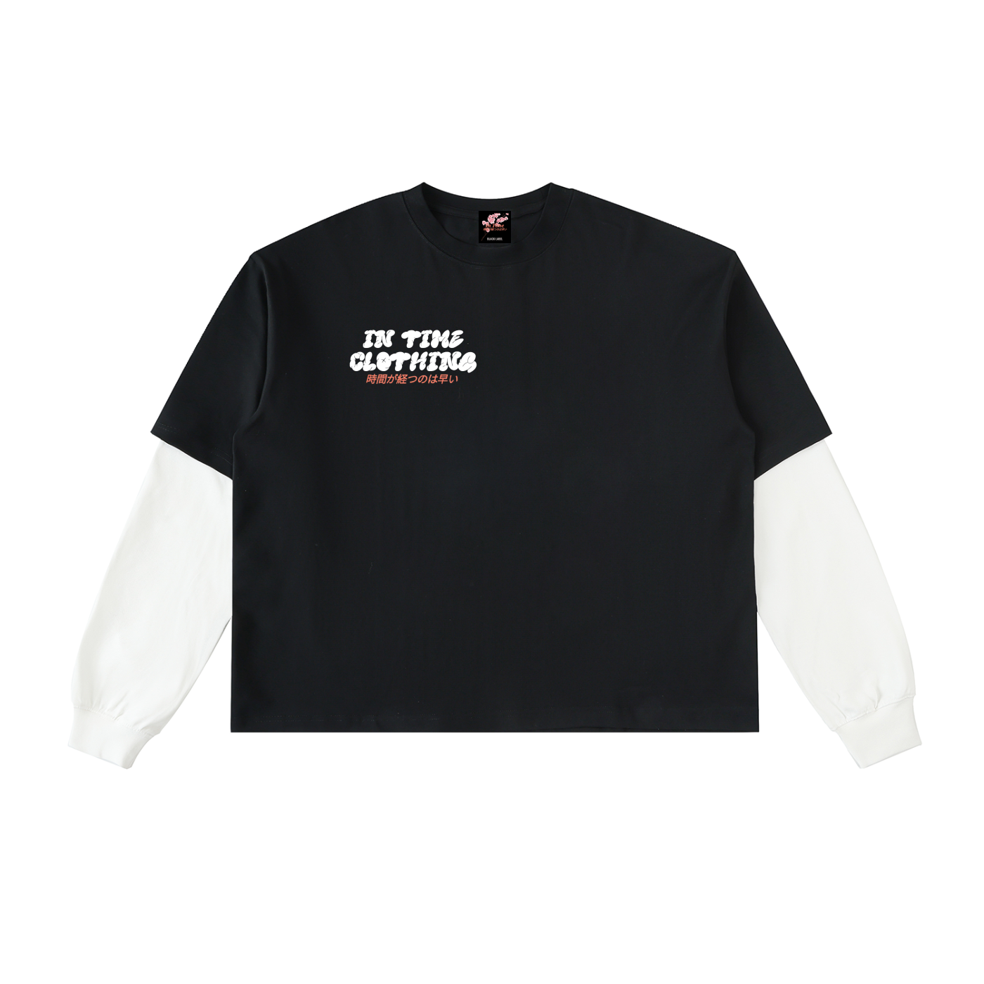 Layered Contrast Sleeve Cotton T-Shirt