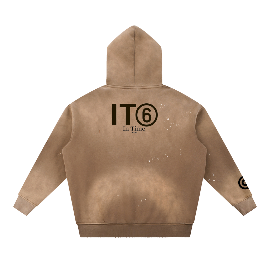Vintage Washed Frayed Fleece Hoodie