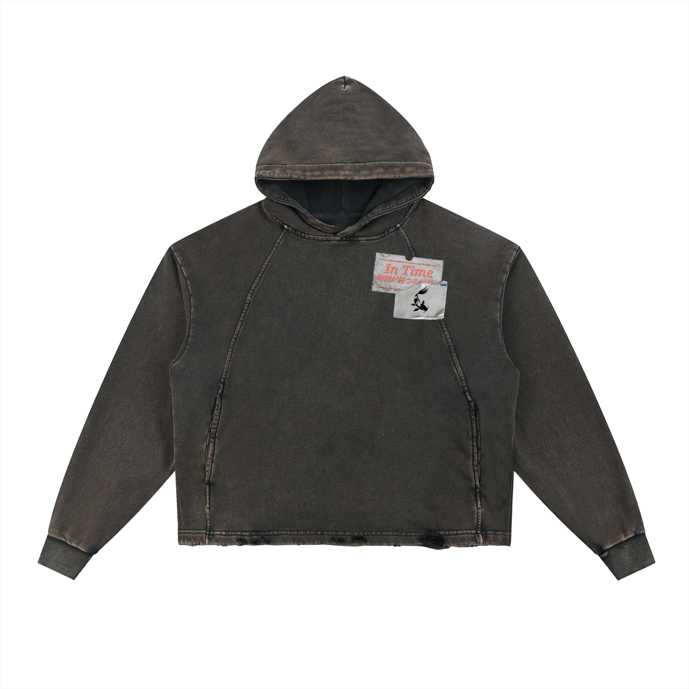 Vintage Washed Frayed-Hem Hoodie
