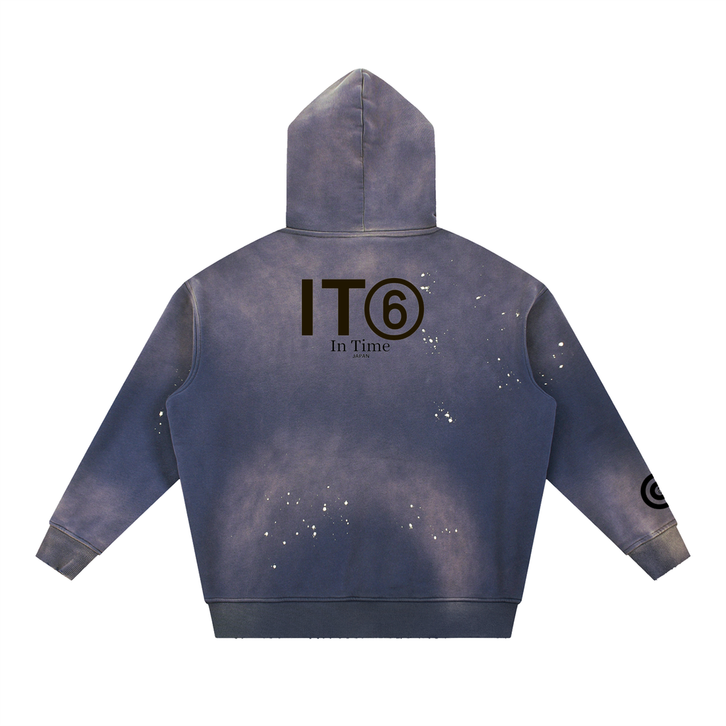 Vintage Washed Frayed Fleece Hoodie