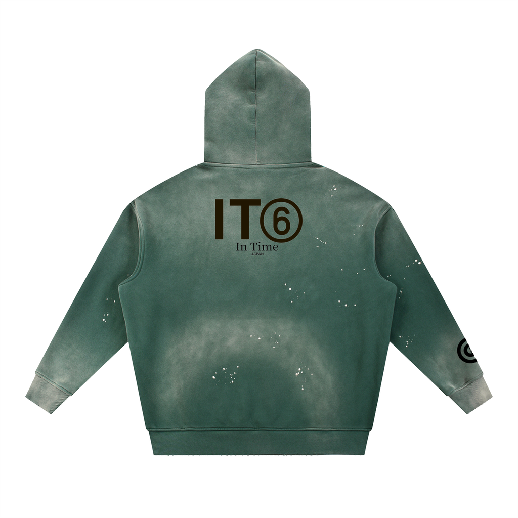 Vintage Washed Frayed Fleece Hoodie